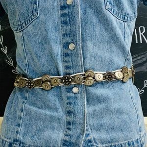 Antoniazzi Firenze White Leather Belt w/Medallions